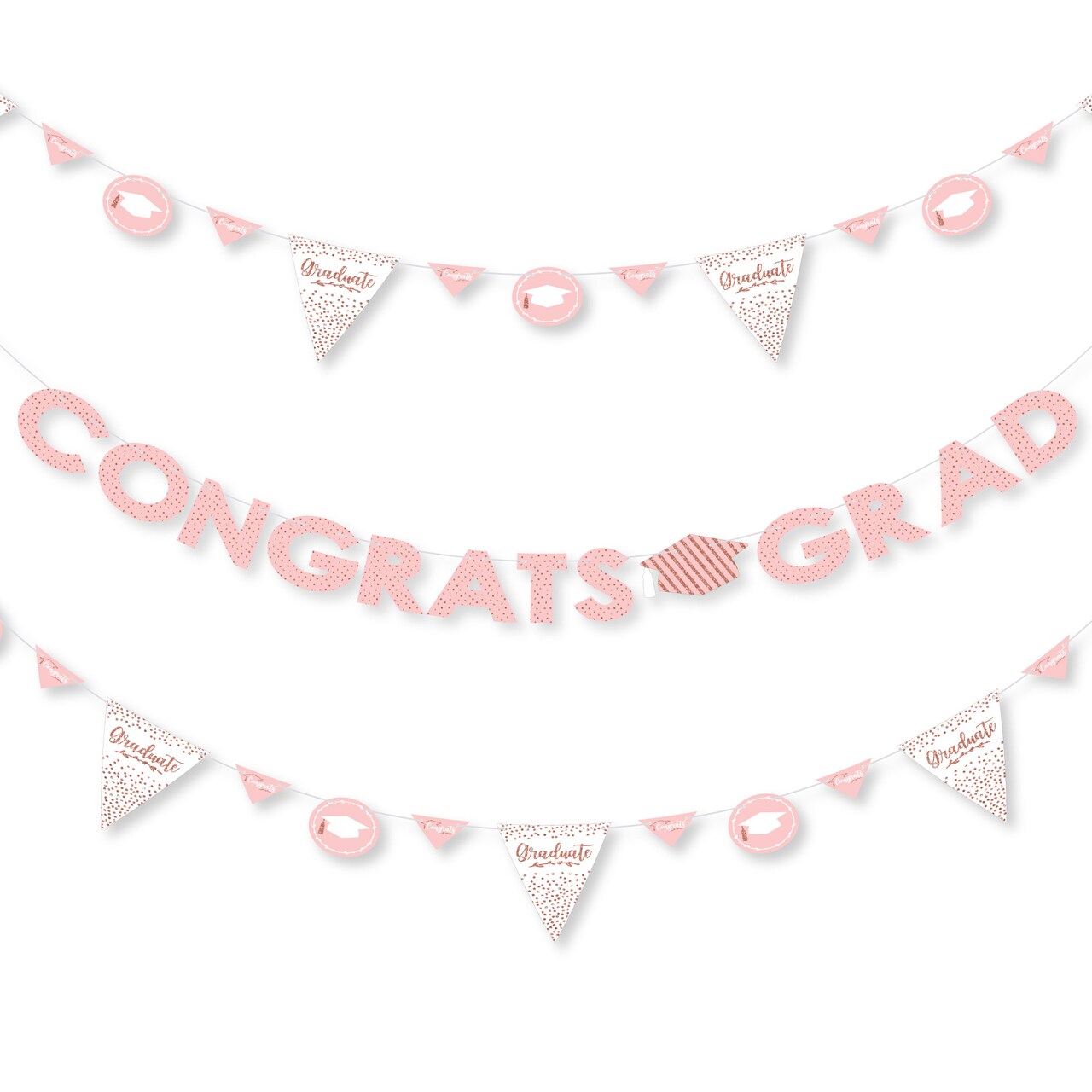 Big Dot of Happiness Rose Gold Grad - Graduation Party Letter Banner Decoration - 36 Banner Cutouts and Congrats Grad Banner Letters
